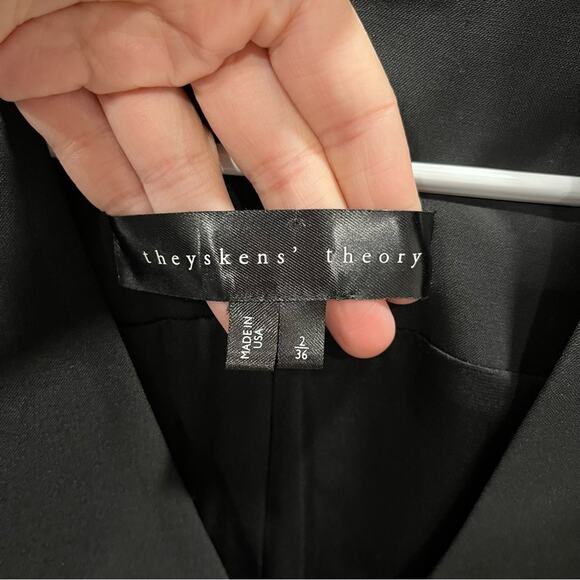 Theyskens’ Theory Black Blazer Structured “Justed” Wool Silk Womens Size 2 - Picture 2 of 10
